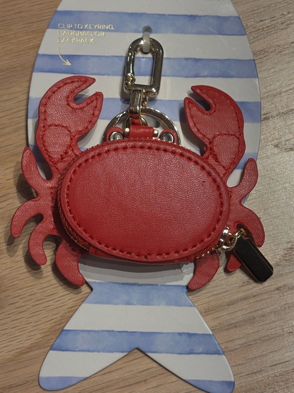 NWT Piper K Red Crab Bag Charm Key Chain
